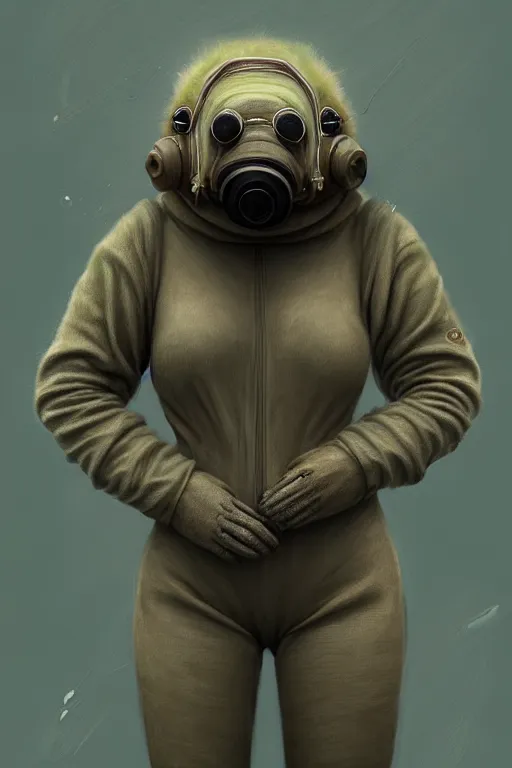 Image similar to epic professional digital art of female anthropomorphic tardigrade wearing air force jumpsuit, painting, by leesha hannigan, iris van herpen, artstation, cgsociety, wlop, epic, much wow, much detail, gorgeous, detailed, cinematic, masterpiece