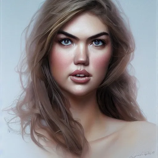 Prompt: portrait of kate upton, dark, piercing eyes, gentle expression, elegant clothing, photorealistic, highly detailed, artstation, smooth, sharp focus, art by michael whelan, artgerm, greg rutkowski and alphonse mucha