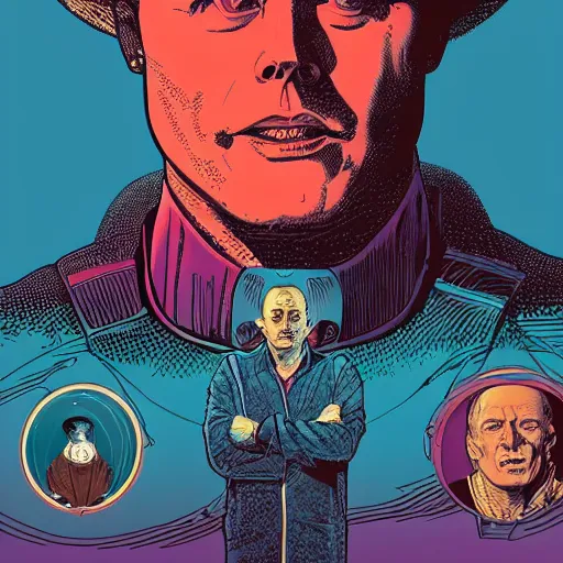 Image similar to elon musk retro minimalist portrait moebius starwatcher comic by jean giraud, portrait 8 k