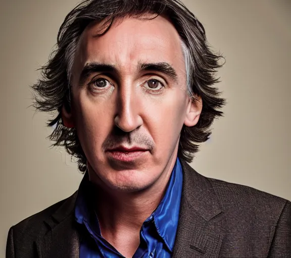 Image similar to a very ugly studio photograph of Steve Coogan; f/1.4; 90mm