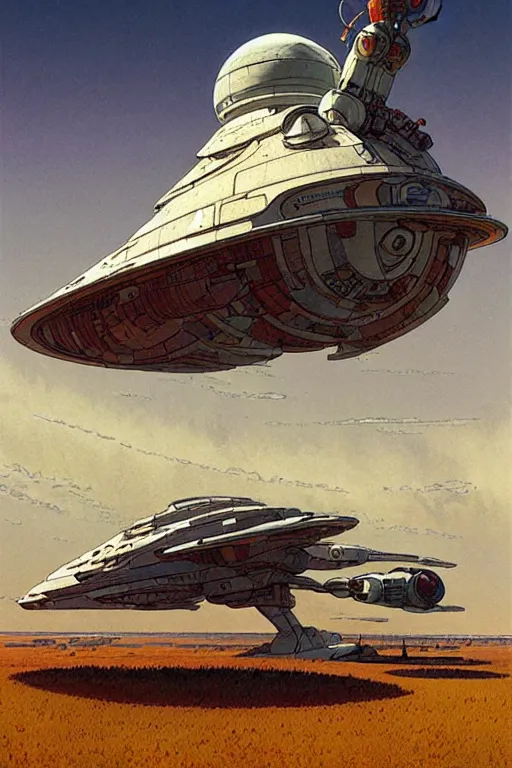 Image similar to spaceship, painting by jean giraud, greg rutkowski, carl larsson