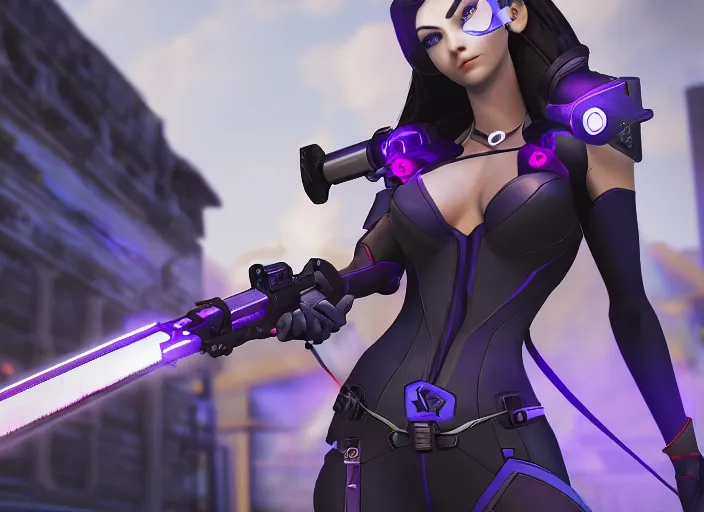 Image similar to widowmaker, overwatch, 4 k, screenshot, high detailed