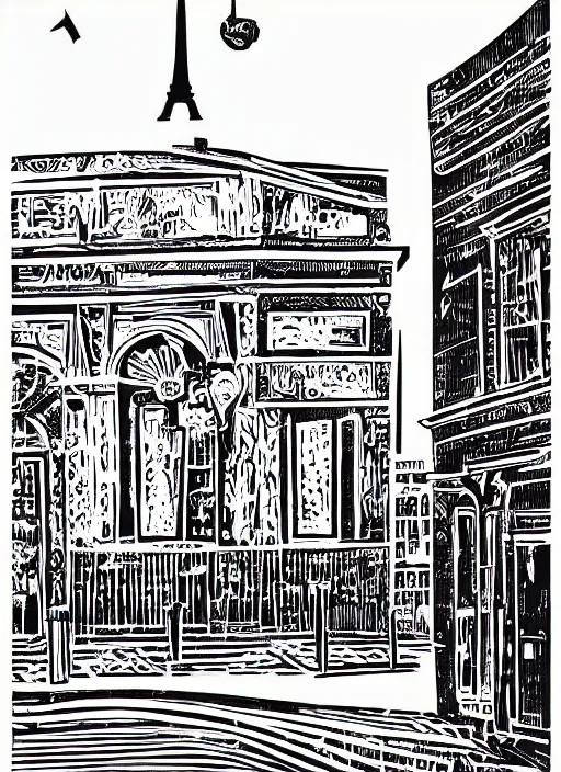 Image similar to portrait of paris, smooth, linocut illustration by tim foley