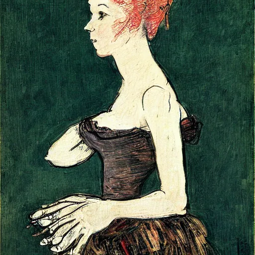 Image similar to anne heche painted by toulous - lautrec