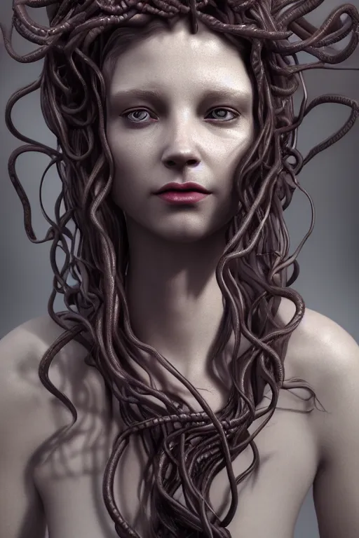 Prompt: picture portrait of Medusa, Lilith, photo-realistic, hyper-realism, octane render, dramatic lightning, cinematic, by Gyzis,