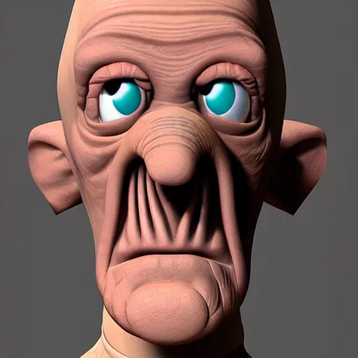 Image similar to squidward realistic skin 8k, detailed, high detailed, terrifying, eerie, deformed.