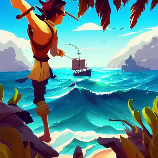 Image similar to painting treasure on sea of thieves game smooth median photoshop filter cutout vector, behance hd by jesper ejsing, by rhads, makoto shinkai and lois van baarle, ilya kuvshinov, rossdraws global illumination