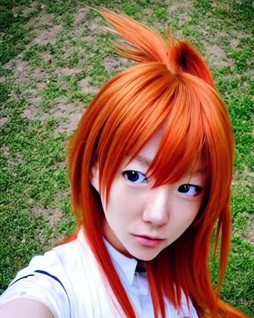 Image similar to asuka langley soryu takes a selfie in real life