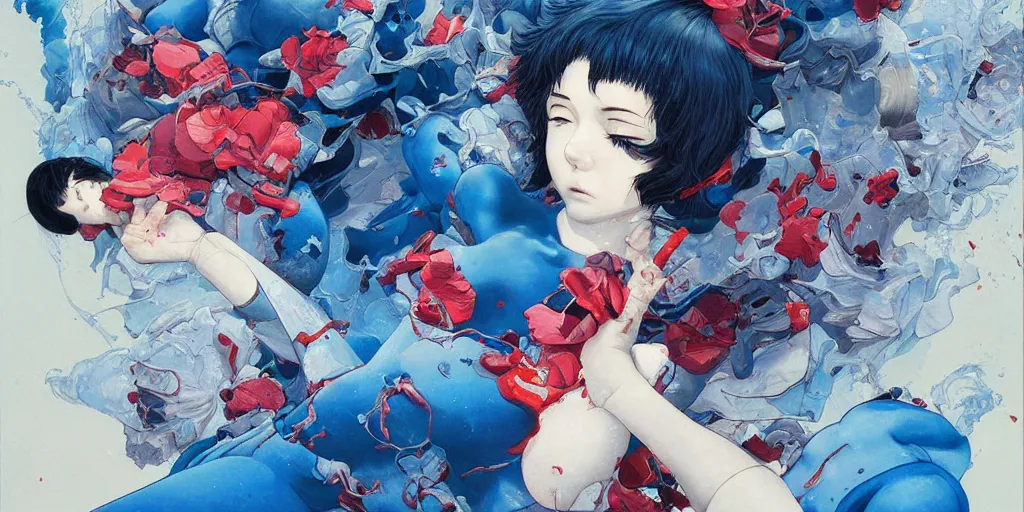 Prompt: perfect blue oil painting art by james jean and katsuhiro otomo and erik jones, inspired by akira anime, smooth texture, intricate oil painting, high detail illustration, sharp high detail, long exposure