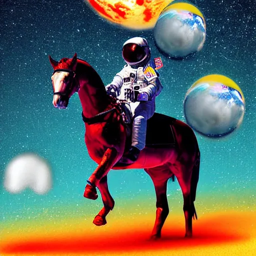 Prompt: digital art, astronaut riding a horse in space