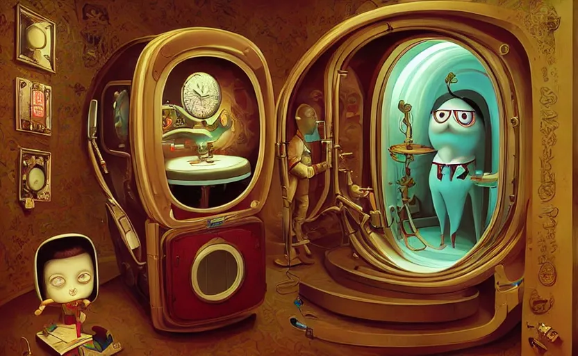 Image similar to Inside a time machine by James Gilleard, Mark Ryden, Wolfgang Lettl highly detailed