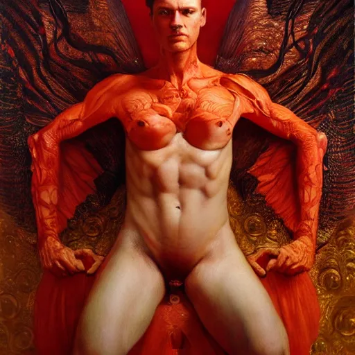 Image similar to the red dragon | highly detailed oil painting, hyperrealistic, very intrincate | cinematic lighting, award - winning | by roberto ferri, gustav klimt, william waterhouse and tom bagshaw | by austin osman spare and william blake, trending on artstation, cgsociety, official art, octane.