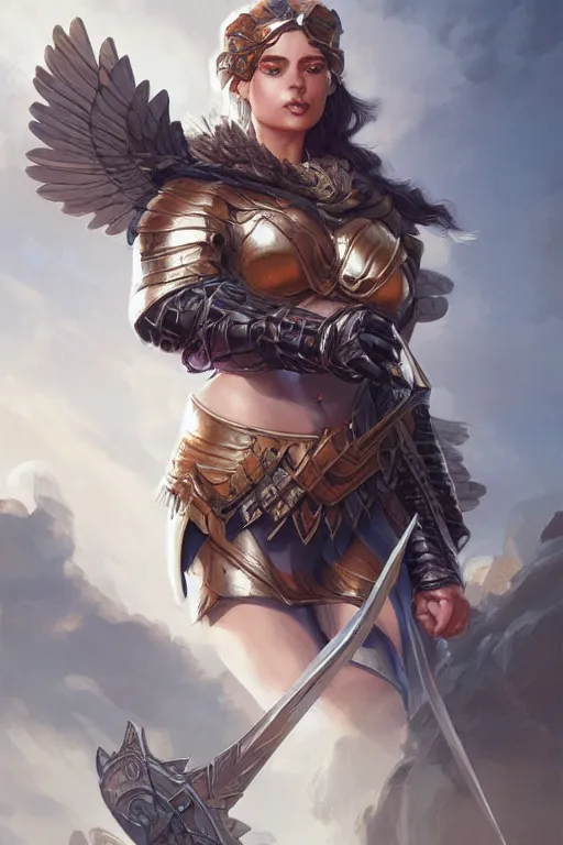 Image similar to amazon valkyrie athena, d & d, fantasy, portrait, highly detailed, headshot, digital painting, trending on artstation, concept art, sharp focus, illustration, art by artgerm and greg rutkowski and magali villeneuve