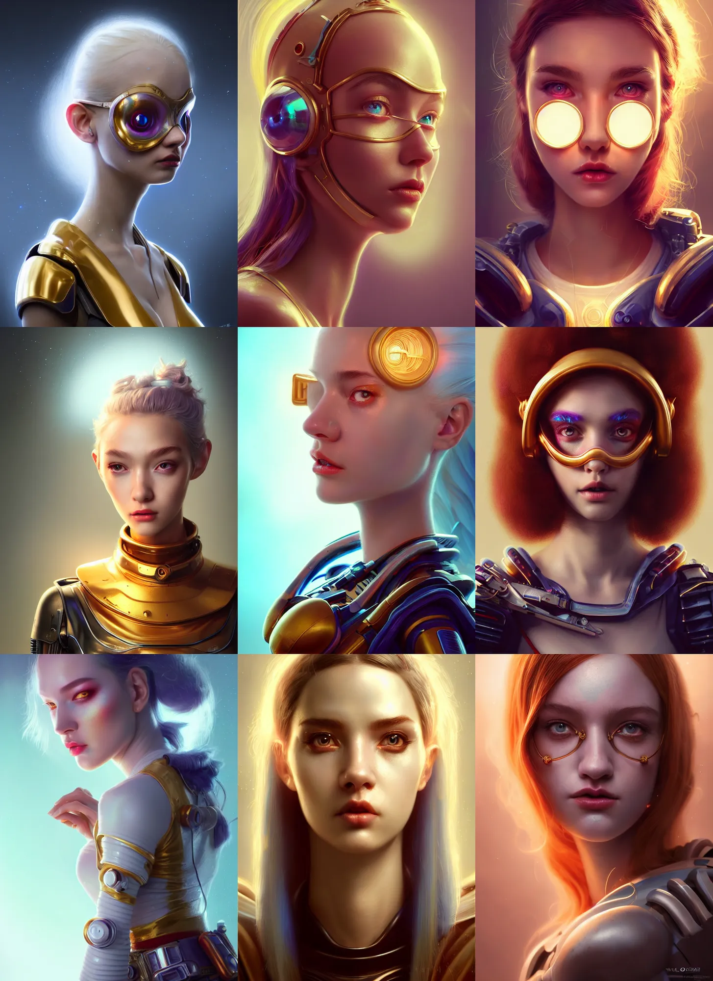 Prompt: pixar portrait 8 k photo, beautiful shiny white porcelain rich galactic cowgirl clowncore russian cyborg college girl, golden ratio details, sci - fi, fantasy, cyberpunk, intricate, decadent, highly detailed, digital painting, octane render, artstation, concept art, smooth, sharp focus, illustration, art by artgerm, loish, wlop