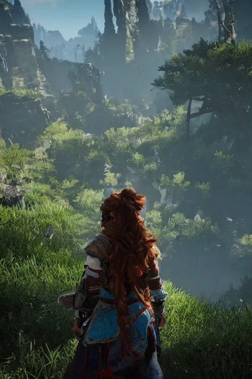 Image similar to a beautiful photo of aloy in horizon forbidden west