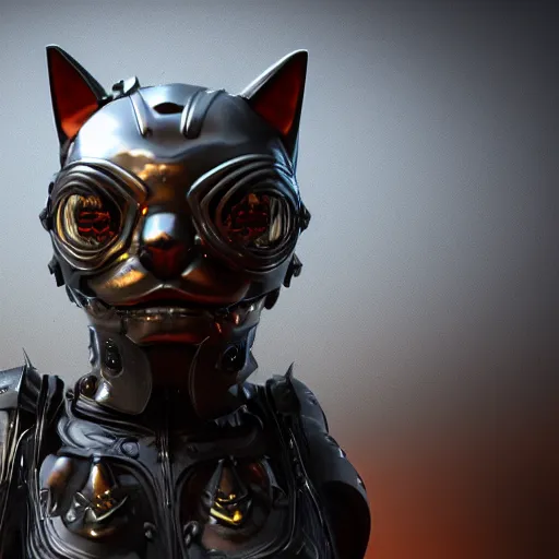 Prompt: cat with metal armor, octane render, 8 k, scyfy, cyberpunk