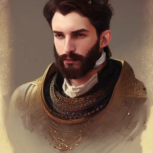 Image similar to georgian nobleman, portrait, D&D, fantasy, highly detailed, digital painting, artstation, concept art, sharp focus, illustration, art by artgerm and greg rutkowski and alphonse mucha