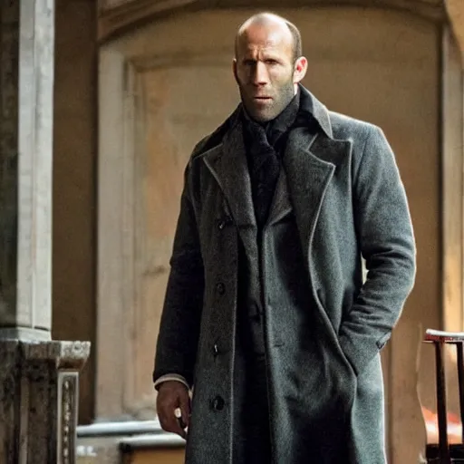 Prompt: cinematic still, jason statham as sherlock holmes!!!!!!