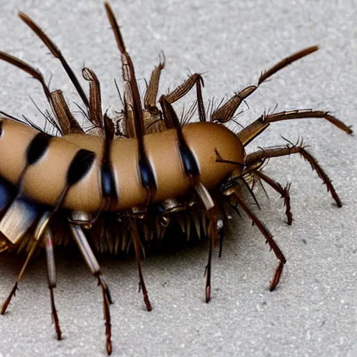 Prompt: an anthropomorphic house centipede