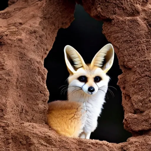 Image similar to a fennec fox with gigantic ears, national geographic photography, highly detailed