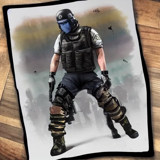 Prompt: lord tatschanka, rainbow six siege, throne, muscles