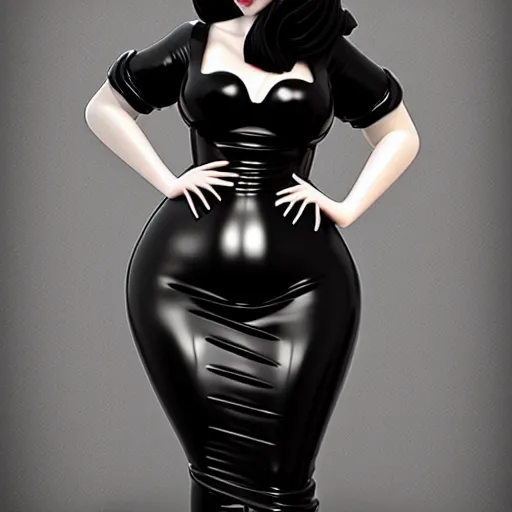 Prompt: a curvy feminine pale goth cutie in an elaborate black latex-leather pleated tube dress, with a thin waist, cgsociety, photorealistic, sublime-comfy-elegant ambience, 16k, smooth, sharp focus, trending on ArtStation, volumetric lighting, fully clothed, worksafe