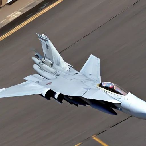 Image similar to photograph of f - 1 5 fighter jet performing on broadway