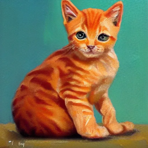 Image similar to palette knife oil painting of an orange tabby kitten