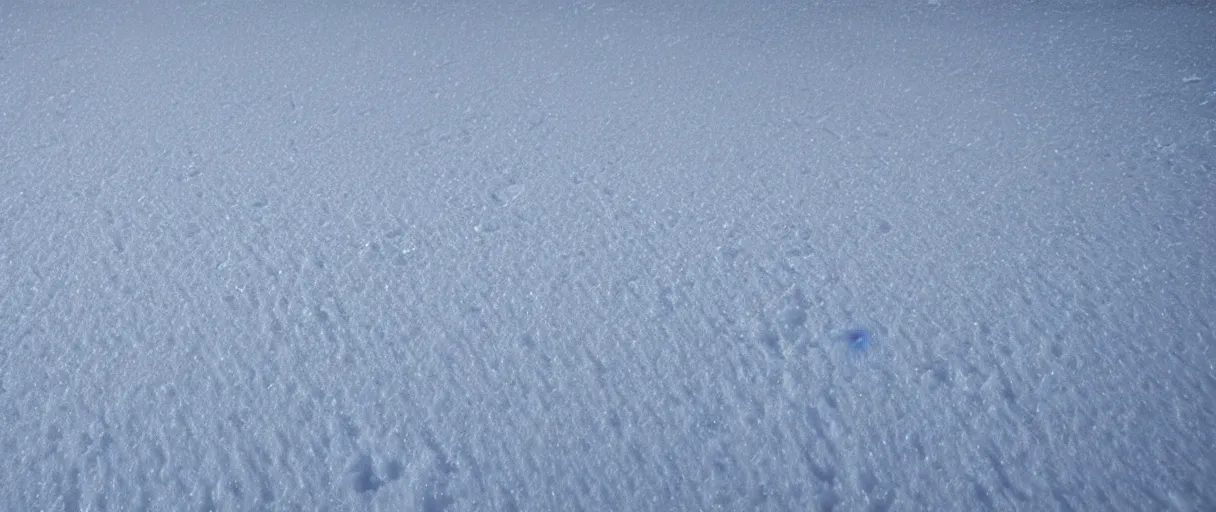 Image similar to extreme closeup hd 8 k hyper detailed photograph of a trail of footsteps in the snow