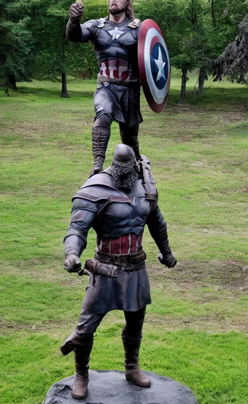 Image similar to Statue of viking Captain America