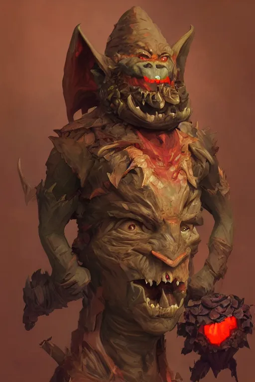 Prompt: portrait of the goblin miner wearing the epic artifact headgear devil\'s fruit by artgerm and Craig Mullins, James Jean, Andrey Ryabovichev, Mark Simonetti and Peter Morbacher 16k