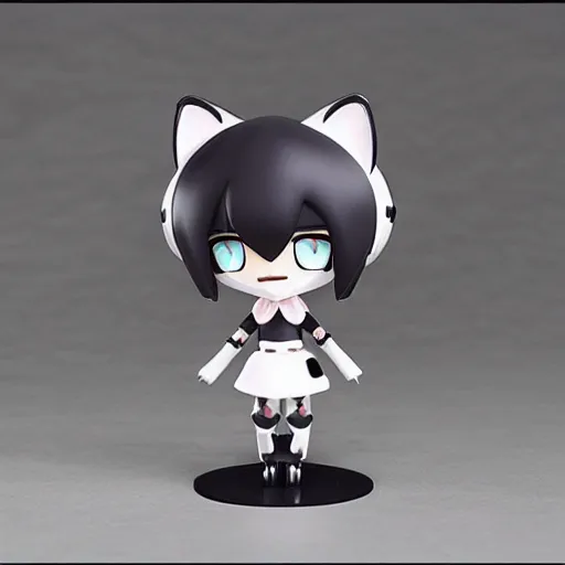 Prompt: robot nendroid, with cute japan style e - moji cat inspired, by detailed eyes eyebrowless symmetry face visual novel hairpin star