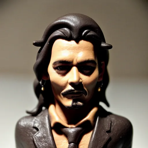 Prompt: clay model of johnny depp