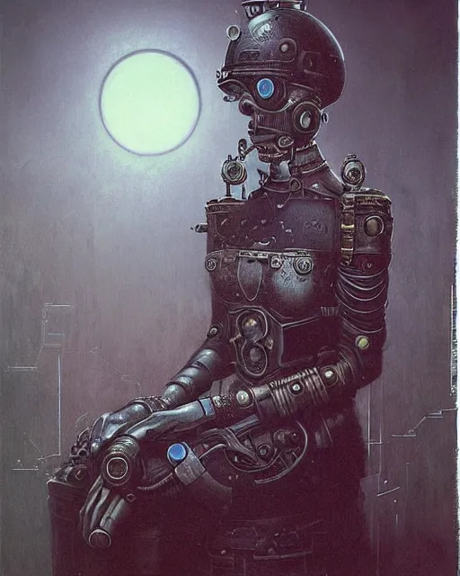 Image similar to steampunk portrait of an old cyborg queen victoria by beksinski