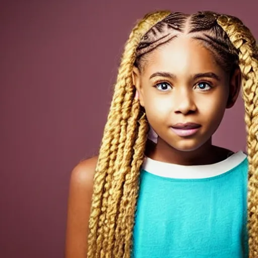 Prompt: a beautiful portrait of a girl with the longest braids in the world