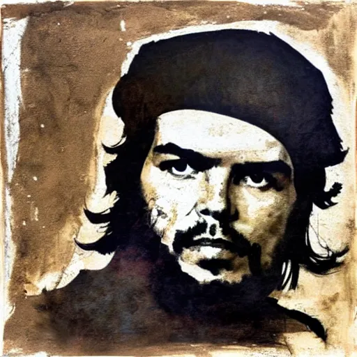 Prompt: a portrait of che guevara in a scenic landscape, by guy denning