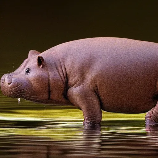 Prompt: cat hippopotamus hybrid, bold natural colors, national geographic photography, masterpiece, full shot