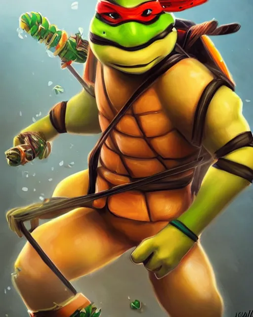 Image similar to beautiful tmnt as honey, made of honey, wearing honey - themed miniskirt, award winning creature portrait photography, extremely detailed, artstation, 8 k, sensual lighting, incredible art, wlop, artgerm, backlit, rim lighting, hi - fructose