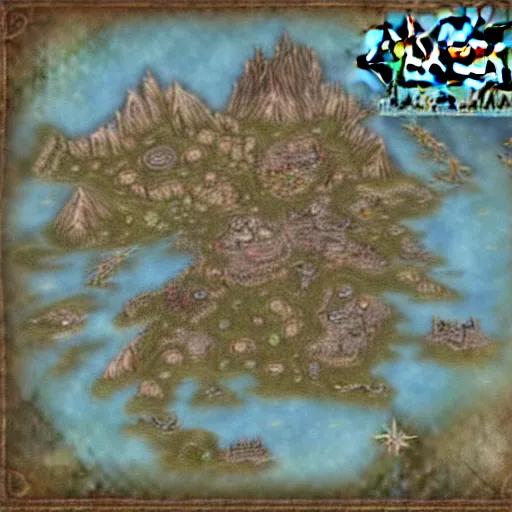 Image similar to Map in the style of World of warcraft map, hyper detailed