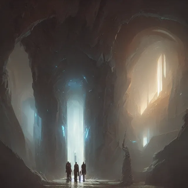 Image similar to a painting of the entrance to the void by greg rutkowski, dark fantasy art, high detail, trending on artstation