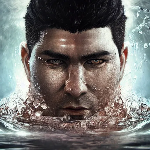 Prompt: hyper realistic photoshop photo edited by expert painting photorealistic shockingly amazing portrait of guts from berserk submerged in water ,extremely detailed, made by wlop and maxwell boas