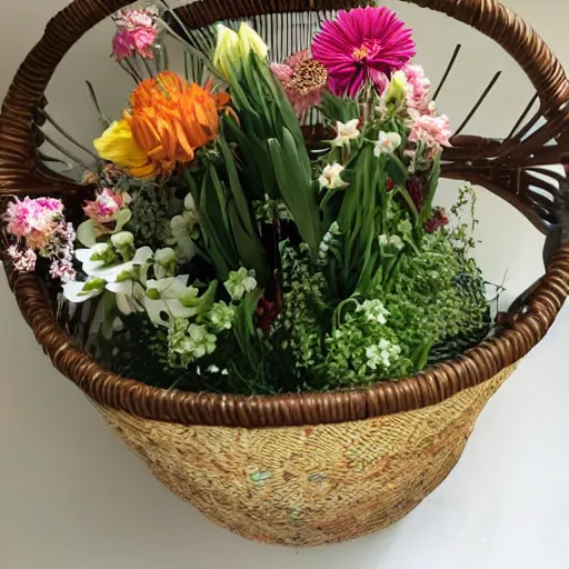 Image similar to a basket #made# of flowers