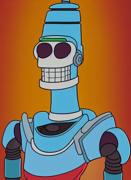 Image similar to photorealistic studio portrait of bender from futurama