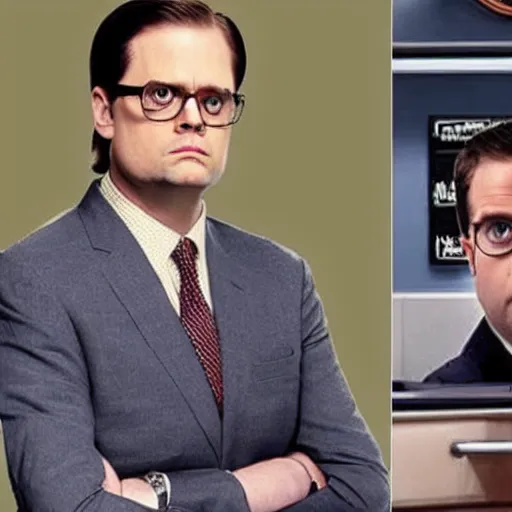 Image similar to dwight schrute mixed with michael scott