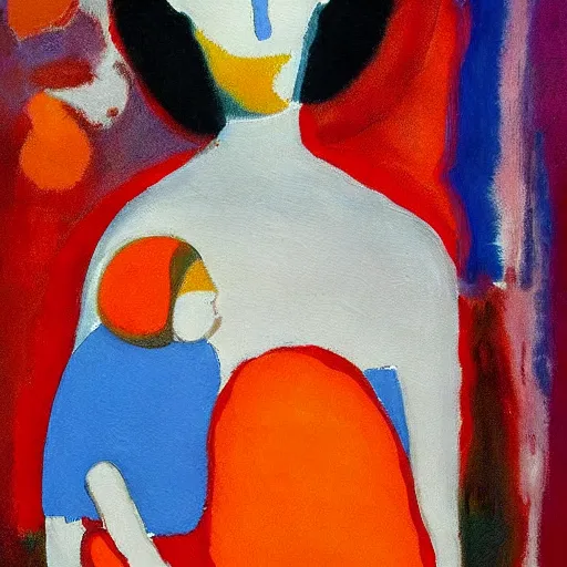 Prompt: a abstract paintingmother with baby by mark rothko