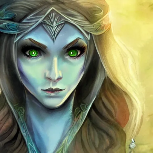 Image similar to a realistic portrait of a female elven wizard, in the style of Elfquest