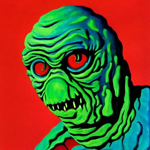 Image similar to creature from the black lagoon detailed painting by rene magritte