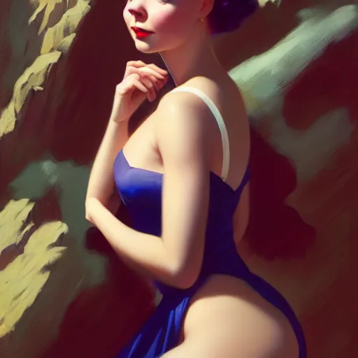 Prompt: matte painting, trending on artstation, gil elvgren, greg rutkowski, magali villeneuve, artgerm, jeremy lipkin, michael garmash, portrait en buste anya taylor - joy