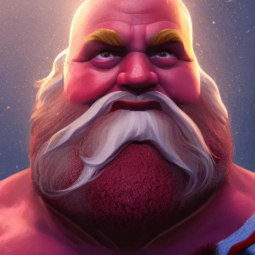 Image similar to Santa Claus is Thanos, hyperdetailed, artstation, cgsociety, 8k