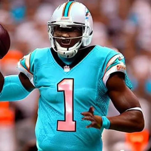 Image similar to Cam newton in a Miami dolphins uniform